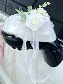 1PC玫瑰后视镜花婚礼楼梯扶手教堂过道仿真花家居装饰婚车新娘道具