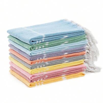 1 st turkisk handduk, randig supermjuk mikrofiberstrandhandduk för camping, simning, resor, snabbtorkande handduk, multifunktionell tofshandduk, non-stick sand, lätt strandhandduk, strandtillbehör, poolmadrass