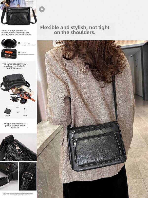 New All-In-One Atmosphere Middle-Aged Women Bag Mother Bag Mother-In-Law Bag Multi-Layer Soft Leather Feeling Single Shoulder Crossbody Bag