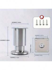 4 piezas de patas de muebles ajustables de metal - Patas de gabinete de acero inoxidable de alta resistencia con acabado cepillado para sofá, cama, mesa, uso en el hogar y la oficina - Multicolor - Ver 16