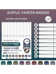 288/240/207/9色双头液体马克笔，覆盖力强，色彩鲜艳，专业绘图马克笔，适用于卡通人物绘画、石头、玻璃、DIY涂鸦、陶瓷、金属表面，非常适合开学季使用。 - 彩色 - 查看 27