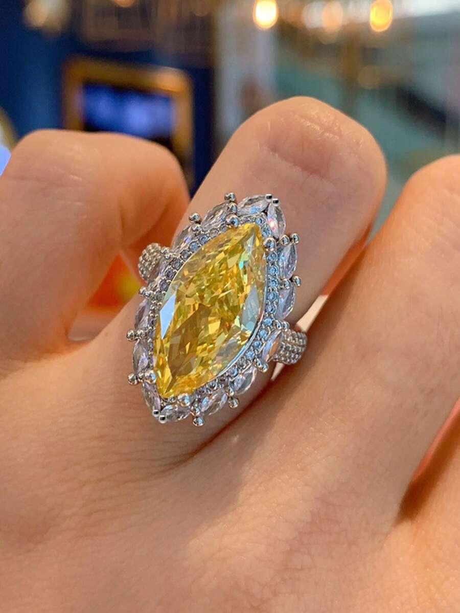 1pc Women's Engagement Ring,Is A Timeless Symbol Of Elegance And Romance, Perfect For Engagement, Wedding, Anniversary And Luxury Party - No Box