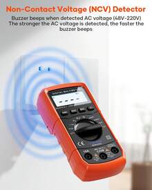 MS8233D Multimeter 6000 Counts Digital Multimeter DC AC Volt Meter Ohm Volt Amp Tester Measures Voltage Current Resistance Capacitance Continuity Diode Duty-Cycle Frequency NCV Live Wire Test - Orange - View 7