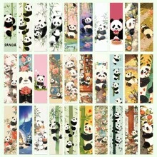 SCXXBSW 30 Stücke süße Panda Lesezeichen, süße wasserfeste Cartoon Lesezeichen, verwendbar zum Dekorieren von DIY Lesezeichen wie Bücher, Kunstbücher, Notizbücher, für Schulbedarf, Schulanfang
