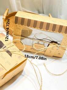24 unidades Cajas de cartón para hornear galletas con ventana, cajas de regalo dulces con cinta y pegatinas, caja de postre de pajitas de chocolate, empaque de regalo de pastel de papel