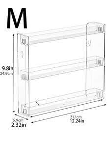 1pc 3-Tier Wall Mount Display Shelf, Acrylic Cosmetic Storage Box Organizer, No Drill Needed - Transparent - View 4
