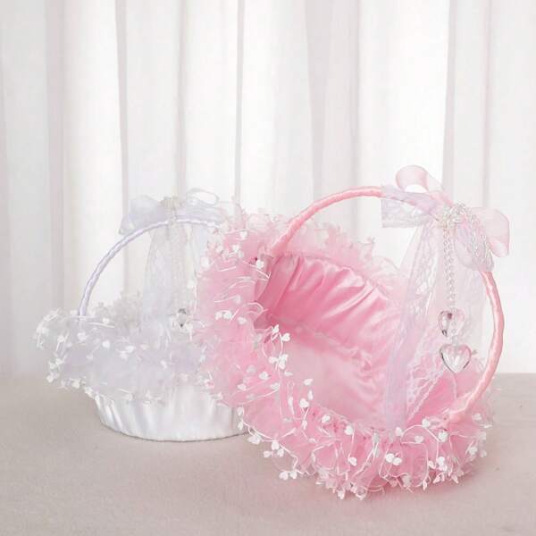 Western Wedding Flower Girl Basket, Hand-Held Flower Throwing Basket
