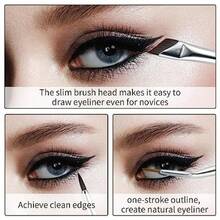 LCZ 6Pcs Angled Eyeliner Brush Set Ultra Thin Precision Eyeshadow Makeup Brushes Set Angled Brow Brush Makeup Tools For Eyeshadow Eyebrow Cosmetics  1613 - Black - View 2