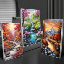 3 件套 DIY 钻石画套装 - 秋季风景、瀑布和山河景色，圆形钻石，30x40 厘米/15.75x11.81 英寸，色彩鲜艳，细致的自然艺术，适合家居墙面装饰，无框纹理艺术