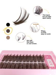 PALM LASHES 216Pcs Brown/Black Lash Clusters 40D Eyelash Extensions 8-16mm Cat Eye Wispy Eyelash Clusters D Curl Eyelash Clusters Left & Right Lash Extension At Home