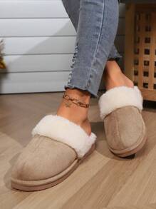 Women's Plush Lining Thick Classic Slippers, Dual-Layer Memory Foam Insole, Anti-Slip EVA Sole