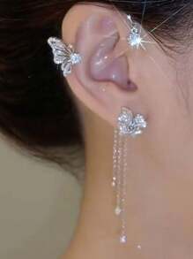 1pc Rhinestone Butterfly Decor Ear Wrap