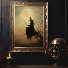1pc, Canvas Wall Art, Hangable, Wall Art, Poster, Framed Wall Art, Waterproof, Autumn Decor, Halloween Decor, Halloween Witch Art Prints, Dark Academy Wall Decor, Vintage Scary Witch, Halloween Ambiance Decor Mural, Vintage Witch Wall Art, Halloween Decorative Art, Halloween Room Decor, Bathroom Decor, Living Room Decor, Bedroom Decor, Dining Room Wall Decor, Halloween Home Decor Aesthetics - Multicolor - View 12