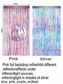 3 包粉色铝箔流苏窗帘 - 闪光金属丝背景飘带（6.6 英尺）粉色生日装饰 - 适用于生日、婚礼、迎婴派对、单身派对、公主派对、女牛仔主题、70 年代/80 年代/90 年代迪斯科、性别揭晓、新娘送礼会、周年纪念、拍照亭装饰（彩虹粉色派对用品） - 彩色 - 查看 6