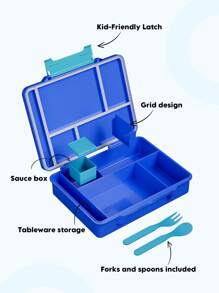 Bento-Lunchbox – Auslaufsicherer 5-Fächer-Lebensmittelbehälter mit Gabel, Löffel und Salatbox, ideal für Kinder und Erwachsene in der Schule, im Büro, auf Reisen und bei Picknicks
