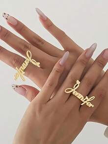 Stainless Steel Custom Personalized Name Opening Ring. Elegant And Stylish Boho Jewelry. Birthday/Wedding Anniversary Gift. Unisex, Daily And Party, Perfect For Daily Or Special Occasions, Hip Hop Style