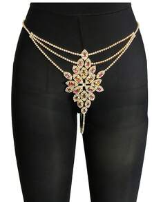 Cuier 1PC Fascinating Rhinestone Body Chain Jewelry Set For Women Excellent Quality Beach Bikini Chain Party Night Club - Gold - View 5