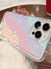 1pc Letter Print Transparent Phone Case Compatible With Apple &