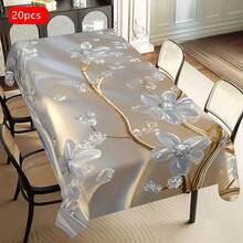 1/20pcs Elegant Polyester Tablecloth,Diamond Tree And Flowers Pattern,Machine Washable,For Kitchen Dining, Buffet Table, Holiday Dinner, Party, Banquet, Restaurant, Wedding, And Home Decoration - Perfect For Any Occasion