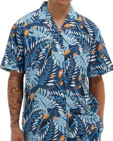 Hawaiian Shirts For Men Short Sleeve Casual Button Down Shirt Summer Beach Aloha Shirt Holiday Party Tropical Printhalloween - Green Flowers - View 9