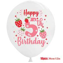 10 Pcs Strawberry Girly Lovely Party Decor Balloons Set – Suitable For Baby Birthday Party, Baby Shower ,Girl's Birthday, Girls'Party,Gender Reveal Party For Ages 1-6 - Multicolor - View 8