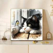 1PC Diamond Art Painting Kits Crafts Stickers Charming Cat And Bird Scene Animal Mosaic Set Embroidery 5D DIY Cross Stitch Luxury Room Home Party Wall Decor Family Friends Teachers Holidays Gift