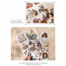 1 Pack 20 Sheets Memories Of Time Series Various Retro Themes Stickers Book Decoration Collage Card Material Aesthetics Phone Case Art Junk Journal Handmade Hand Account Personalized Collage Card Material, School Supplies,Back To School