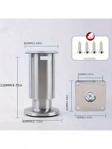 4 piezas de patas de muebles ajustables de metal - Patas de gabinete de acero inoxidable de alta resistencia con acabado cepillado para sofá, cama, mesa, uso en el hogar y la oficina - Multicolor - Ver 15