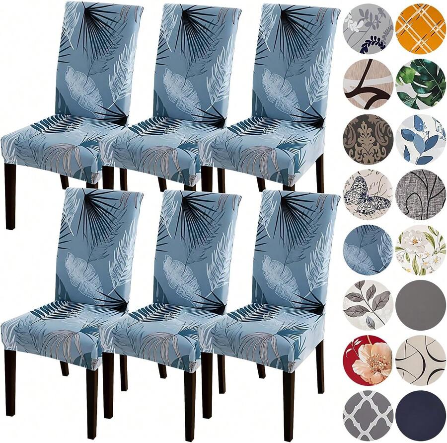Blue Chair Covers For Dining Room 6 Pack,Stretch Spandex Parsons Chair Slipcover Set Of 6,Washable Anti-Dust Chair Seat Cover For Kitchen,Wedding,Party - Blue - View 1