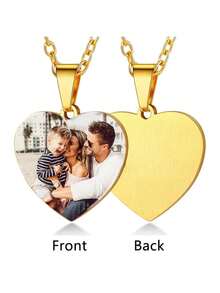 1 件定制照片项链 - 18K 镀金不锈钢波西米亚风格，单面/双面彩色个性化女性礼物，适合母亲节、生日、圣诞节、纪念珠宝、休闲装扮和收藏，高品质心形吊坠项链，风格优雅，适合派对和宴会，最佳母亲节礼物、情人节礼物、父亲节礼物、生日礼物、四季皆宜