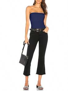 Cotton Tube Tops Women Summer Cute Strapless Shirts Stretchy Basic Bandeau 3 Pack - Black and White - View 5