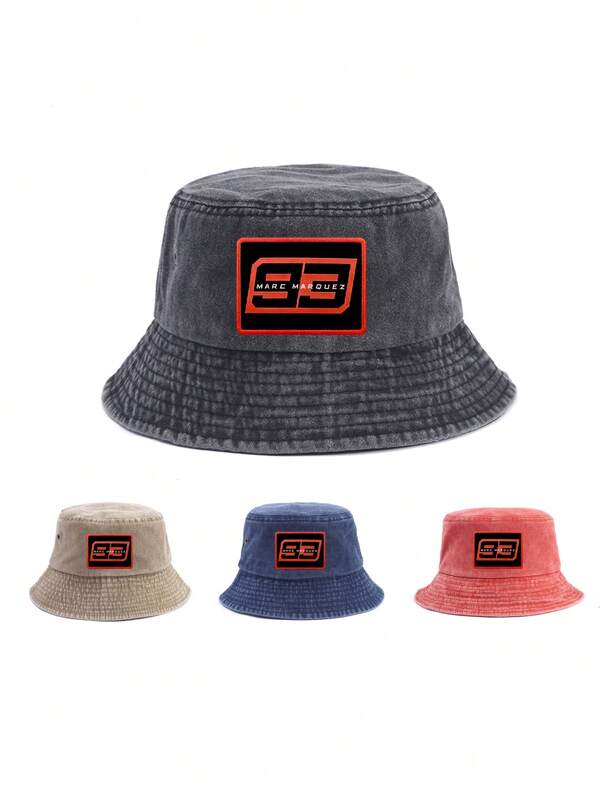 MotorGP 2025 Latest 93# Fashionable Washed Fabric Bucket Hat, Comfortable To Wear, Coordinate With Chic Women Sunglasses, Same Model As Fastest Driver Marquez, Sun-Shading & UV Protection
