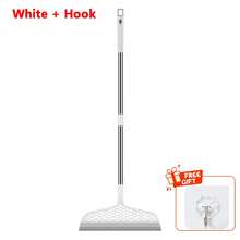 Escoba raspadora de silicona, limpiaparabrisas mágico, limpiaparabrisas de vidrio de alto lugar, fregona para suelo, escoba de limpieza de empalme para el hogar, agua de barrido para baño - Blanco - Gancho - Ver 10