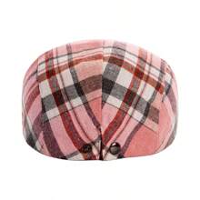 1pc Classic Plaid Beret Cap For Men, Casual Newsboy Hat Vintage British Style, Spring/Summer
