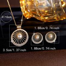 2pcs/Set Elegant Faux Pearl Necklace And Earrings Jewelry Set, Luxury Daily Commute Versatile Accessories
