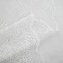 2pc European-Style Embroidered Semi-Transparent Plant Pattern Lace Window Screen Curtain, Home Decoration - White - View 7