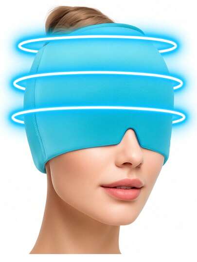 BILITOK Migraine Headache Relief Cap, Gel Ice Head Wrap, Hot And Cold Therapy, Headache Eyes Mask For Sinus, Puffy Eyes, Tension And Stress Relief
