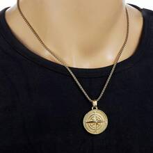 Men's Stainless Steel Compass Pendant Necklace For Adventurers - Vàng - Xem 5