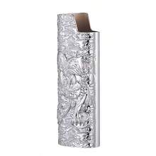 1 pieza Carcasa para encendedor con diseño 3D de Pixiu, apta para encendedor BIC J6 de tamaño completo: carcasa de metal fashion durable a prueba de explosiones, encendedor vintage minimalista a prueba de viento y duradero - Multicolor - Ver 5