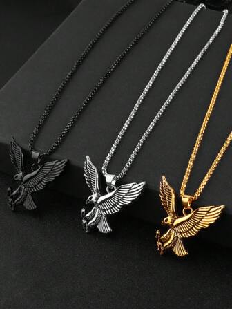 Set de 3 collares con colgante de águila, accesorio de estilo personalizado para hombres, versátil para deportes y uso casual diario