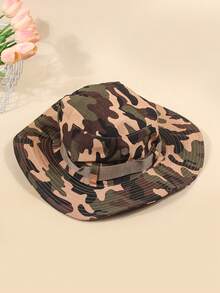 1pc Camo Men's Outdoor Sun Hat, Suitable For Daily Wear - Brown - View 2