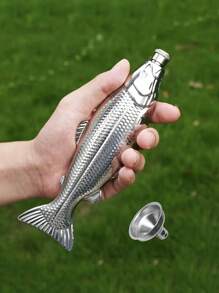 1 Stück Getränkespender Flasche aus Edelstahl in Handyform, Fischförmige Flüssigkeitsverteilerflasche für Outdoor-Reisen, geeignet für Milch, Getränke, Suppe