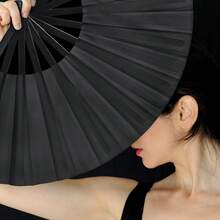 1 件双面黑色功夫扇，传统武术折扇，阴阳太极表演扇，排舞 Popping 扇，舞蹈爱好者礼物 - 适用于排舞、Popping Battle、中国文化展示、禅宗家居装饰、男女武术礼物