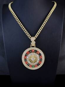 1 Pc Gold Plated Spinning Casino Roulette Pendant With Figaro Chain - Roulette - View 10