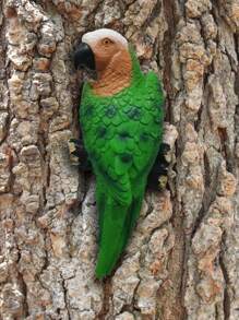 تمثال طائر البغبغاء الراتينجي القديم - تمثال بغبغاء راتينجي جذاب معلق للديكور في الحديقة والشرفة والشرفة ، مثالي لعيد الفصح