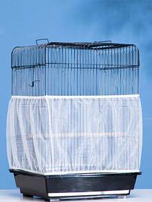 1pc Bird Cage Net Cover, Anti-Splash Cage Net Cover For Parrots, Birds, Canaries, Aviary, Available In Small, Medium And Large Size - White - View 3