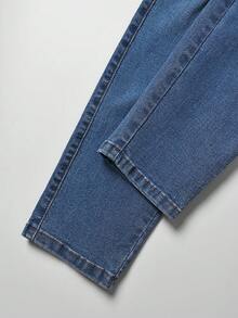 New Fashionable High Waist Button Fly Skinny Distressed Stretch Denim Jeans, Versatile And Stylish - Blue - View 6