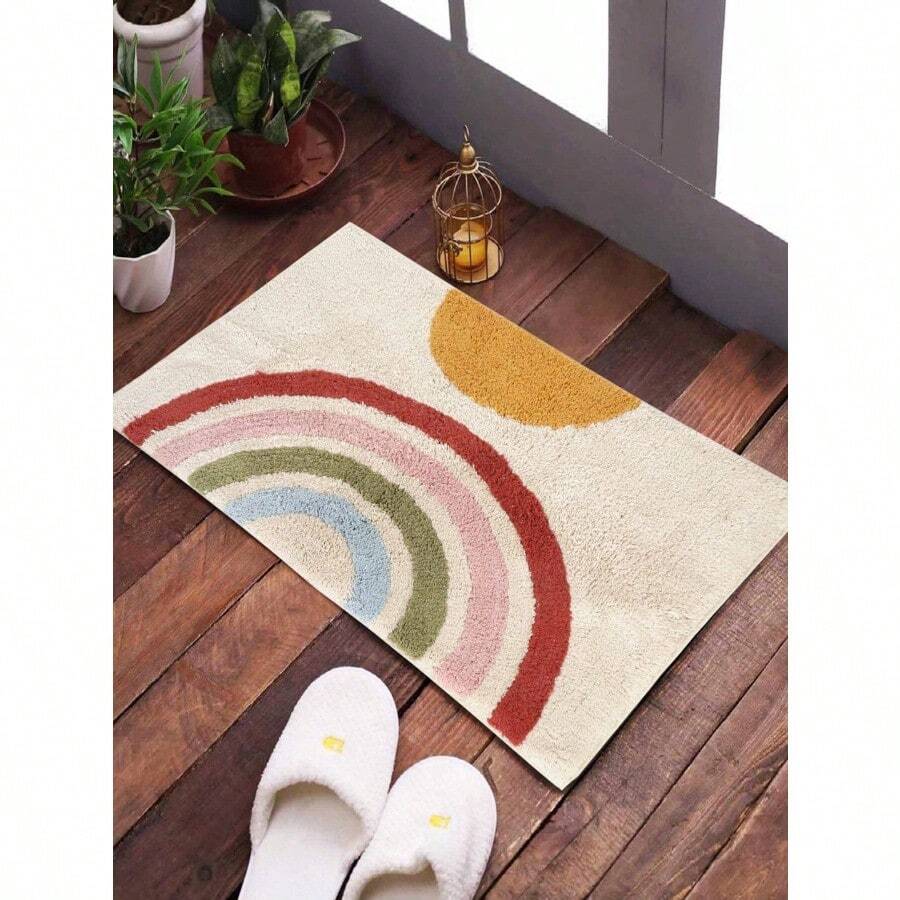 RAINBOW Pattern Bath Rug Tufted Bathroom Rug Bathroom Dr - Set of 1 - View 1