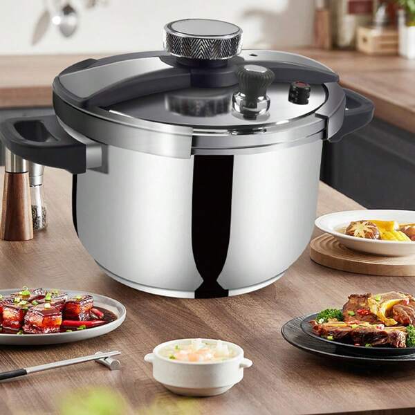 304 Stainless Steel High Pressure Cooker, Household Pressure Cooker, Kitchen Cookware, Commercial Explosion-Proof High Pressure Cooker, Suitable For Gas Stove And Induction Cooktop