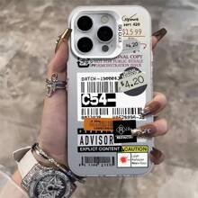 1 pieza Funda de teléfono a prueba de golpes de PMMA con estampado de etiqueta empalmada, funda de teléfono personalizada, disponible en múltiples colores